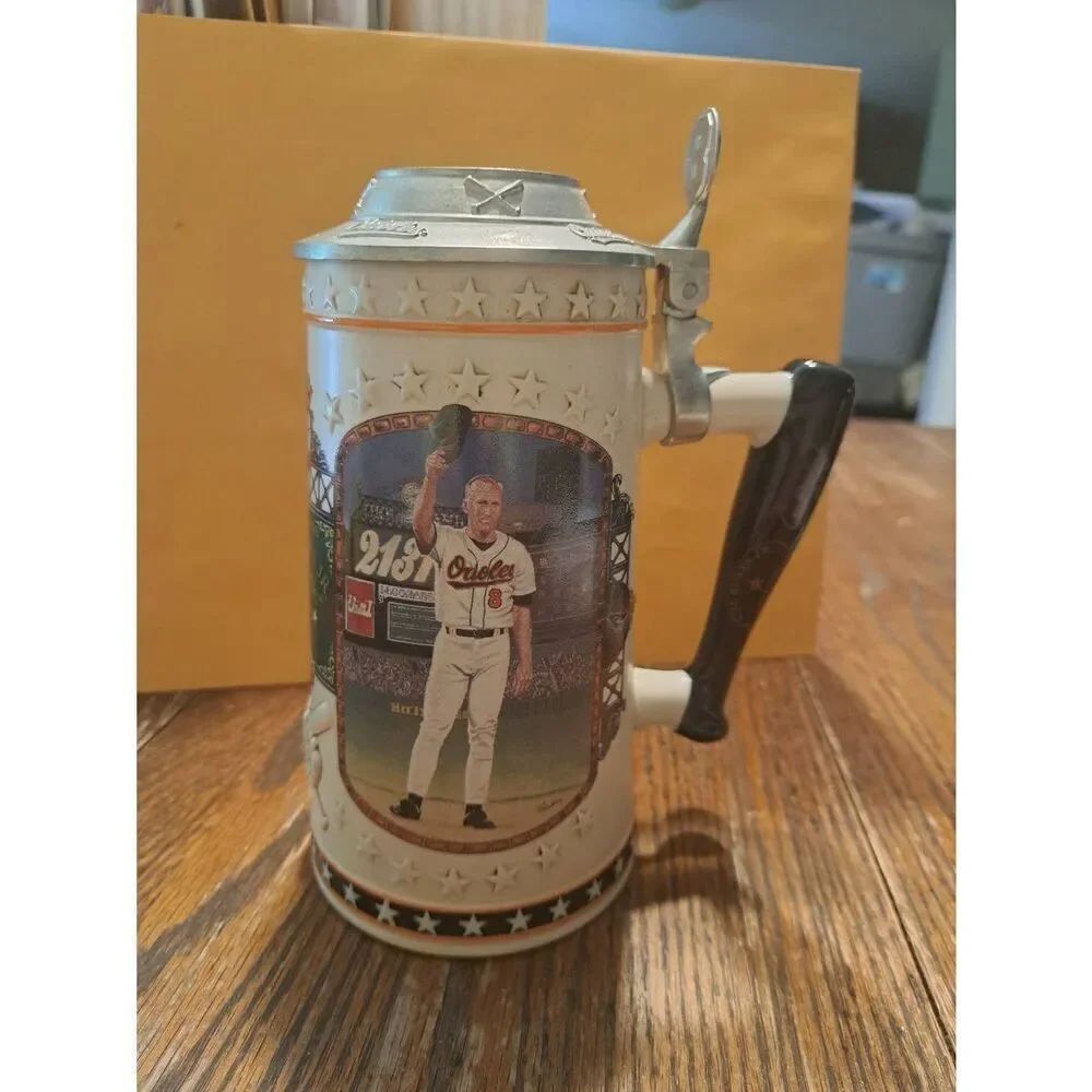 Vintage Longton Crown Cal Ripken Jr 2131 MLB Stein w/ Lid – Orioles #8